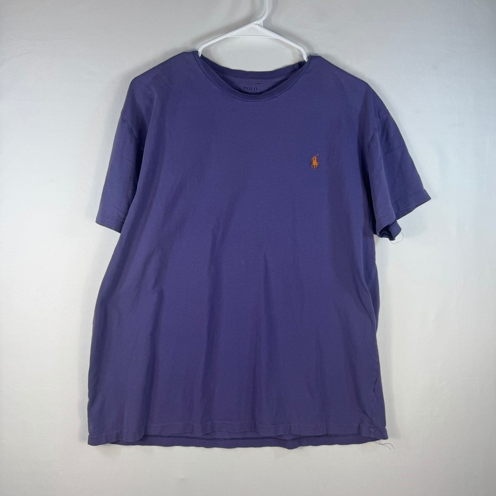 Polo Ralph Lauren Mens Purple Short Sleeve T-Shirt Orange Pony Logo Size Medium